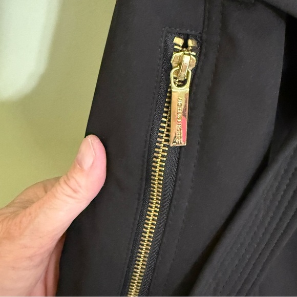 Michael Kors Black Trench Coat asymmetrical zip woman S belted jacket - Picture 4 of 12